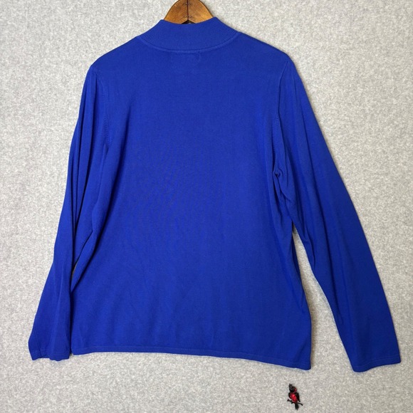 Vintage y2k À la carte Women's XL Blue Mock Neck Knit Top Rayon Spandex Sweater - Picture 2 of 8